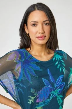Roman Blue Tropical Print Mesh Overlay Top 10 Roman Blue Tropical Print Mesh Overlay Top -Roman Sales Shop unnamed file 5606