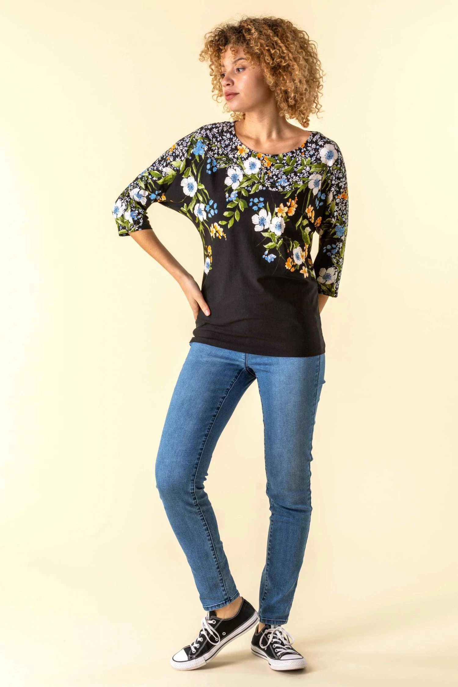 Roman Black Floral Border Print Top 4 Roman Black Floral Border Print Top - Image 2