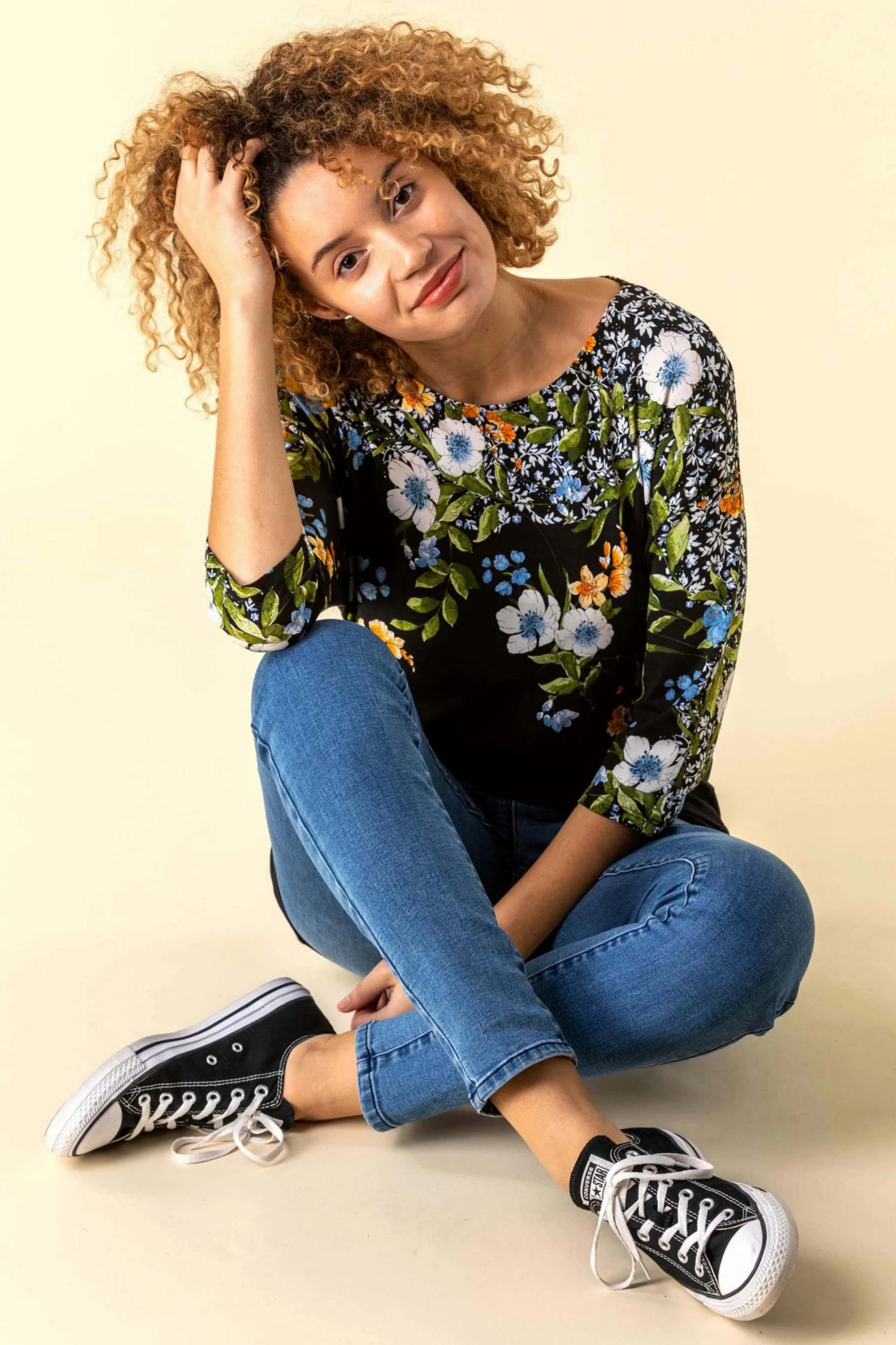 Roman Black Floral Border Print Top 6 Roman Black Floral Border Print Top - Image 4