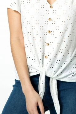 Roman Ivory Broderie Button Down Tie Front Top 8 Roman Ivory Broderie Button Down Tie Front Top -Roman Sales Shop unnamed file 5626