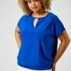 Roman Blue Curve Keyhole Detail Blouson Top -Roman Sales Shop unnamed file 5638