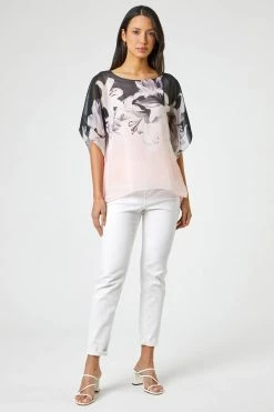 Roman Pink Floral Border Print Overlay Top 8 Roman Pink Floral Border Print Overlay Top -Roman Sales Shop unnamed file 5649