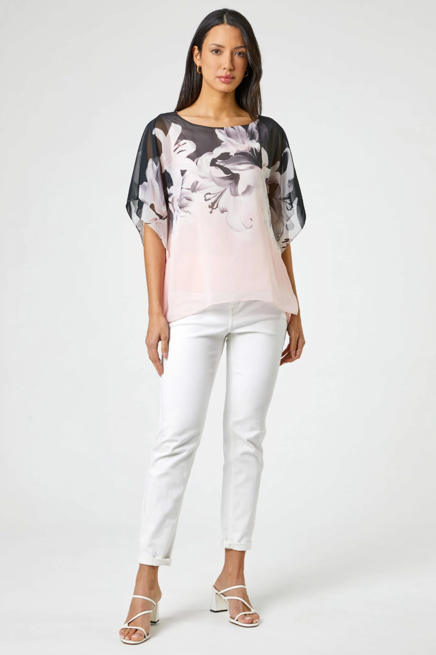 Roman Pink Floral Border Print Overlay Top 4 Roman Pink Floral Border Print Overlay Top - Image 2