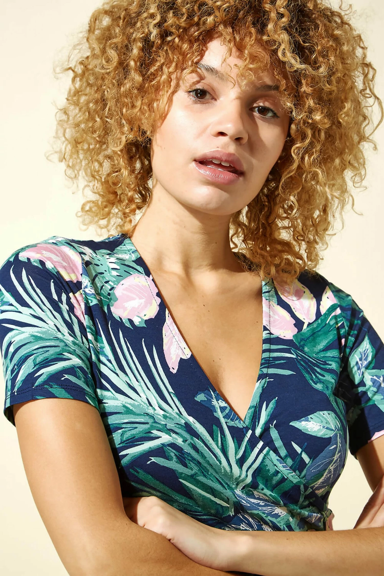 Roman Green Tropical Floral Print Midi Dress 6 Roman Green Tropical Floral Print Midi Dress - Image 4