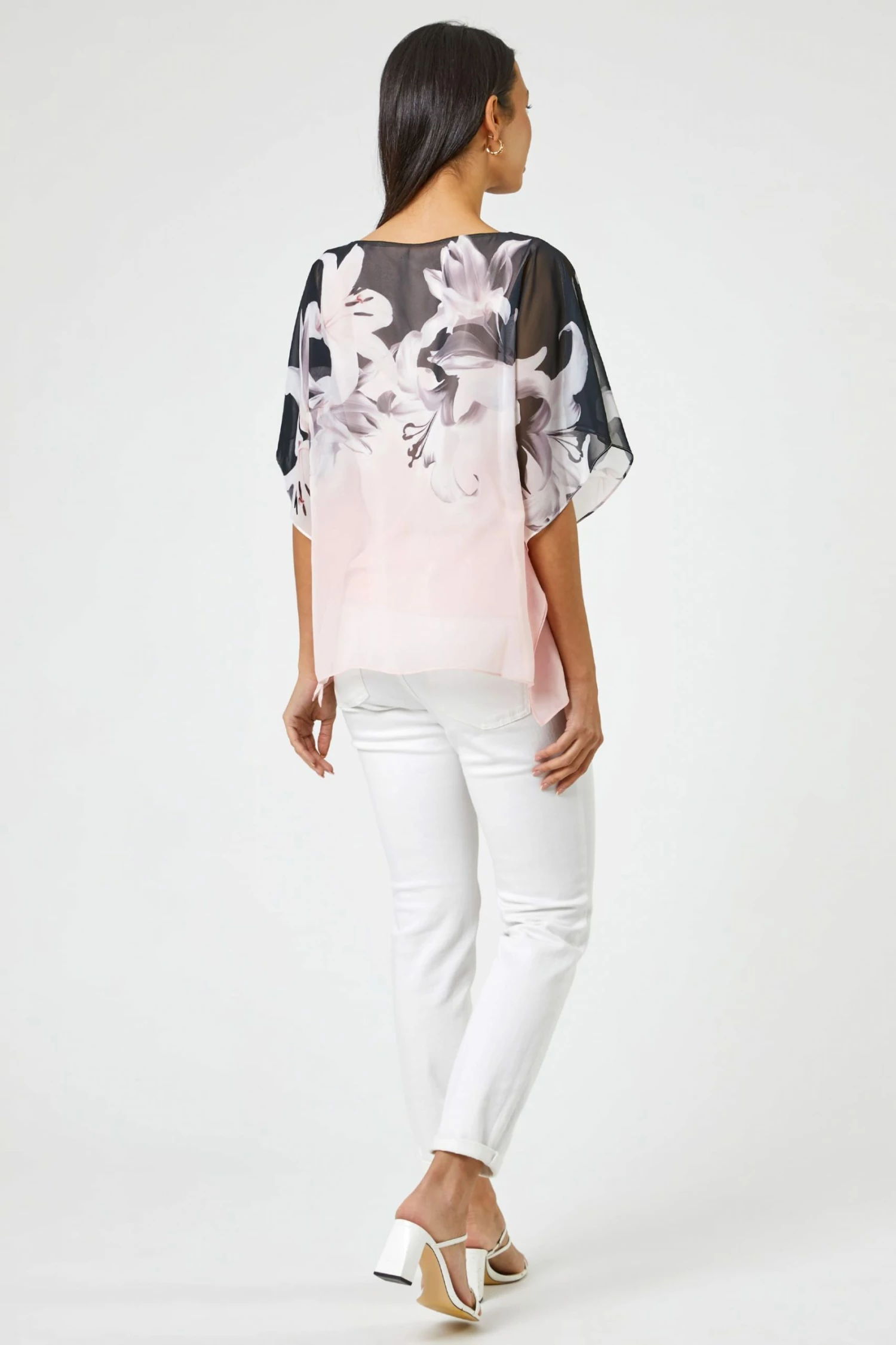 Roman Pink Floral Border Print Overlay Top 5 Roman Pink Floral Border Print Overlay Top - Image 3