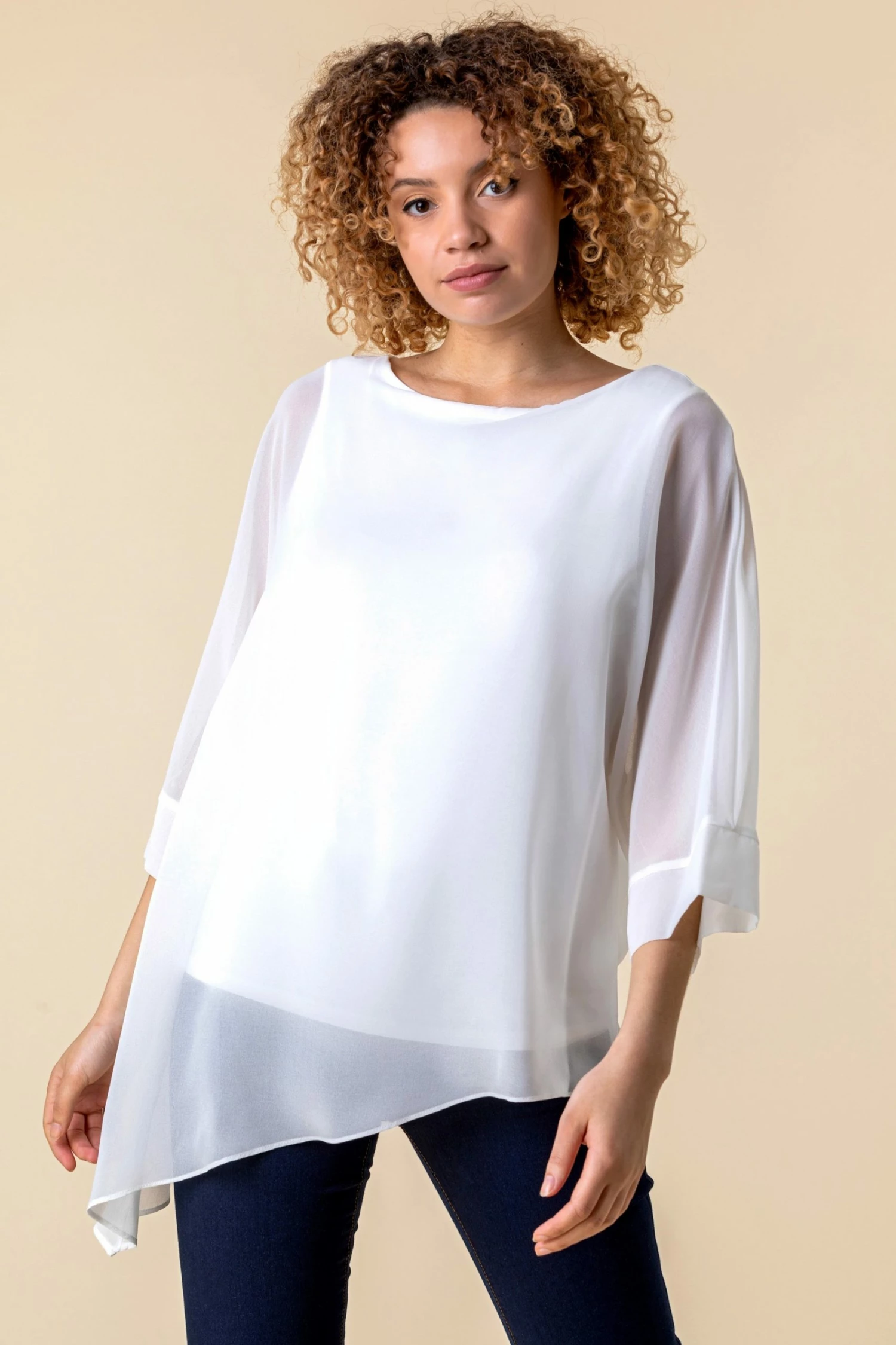 Roman White Asymmetric Chiffon Overlay Top 5 Roman White Asymmetric Chiffon Overlay Top - Image 3