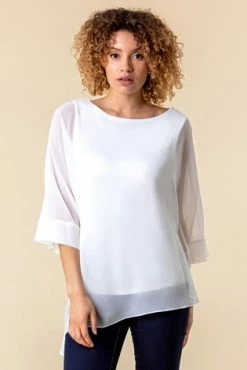 Roman White Asymmetric Chiffon Overlay Top 11 Roman White Asymmetric Chiffon Overlay Top -Roman Sales Shop unnamed file 5694