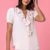 Roman Pink Frill Detail V-Neck Top 2 Roman Pink Frill Detail V-Neck Top -Roman Sales Shop unnamed file 5695