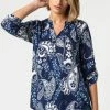 Roman Blue Paisley Puff Print Notch Neck Top 1 Roman Blue Paisley Puff Print Notch Neck Top -Roman Sales Shop unnamed file 5714