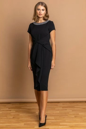 Roman Purple Embellished Twist Waist Midi Dress 8 Roman Purple Embellished Twist Waist Midi Dress - Image 6