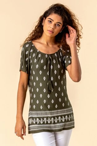 Roman Navy Paisley Print Short Sleeve Top 8 Roman Navy Paisley Print Short Sleeve Top - Image 6