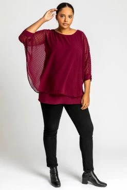 Roman Red Curve Textured Spot Overlay Top -Roman Sales Shop unnamed file 5727