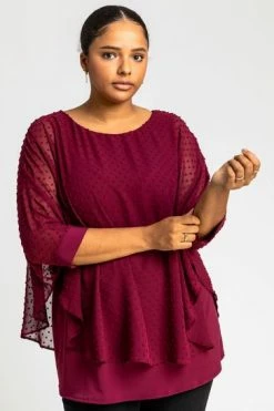 Roman Red Curve Textured Spot Overlay Top -Roman Sales Shop unnamed file 5729