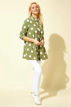 Roman Green Polka Dot Tunic Blouse -Roman Sales Shop unnamed file 5739