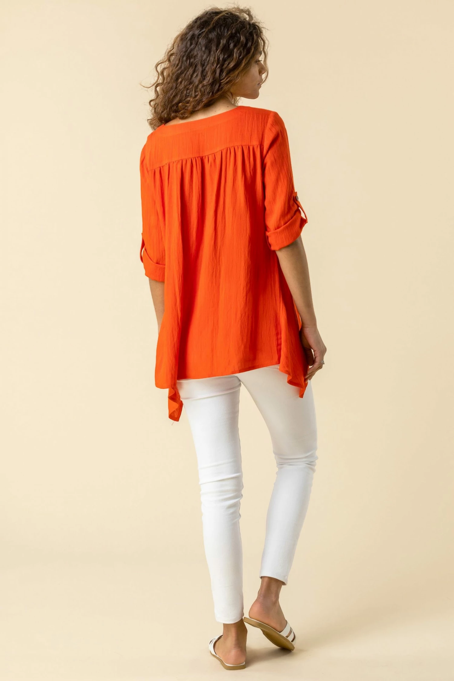 Roman Red Asymmetric Abstract Button Detail Top 4 Roman Red Asymmetric Abstract Button Detail Top - Image 2