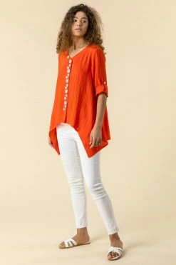 Roman Red Asymmetric Abstract Button Detail Top 12 Roman Red Asymmetric Abstract Button Detail Top -Roman Sales Shop unnamed file 5744