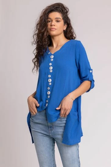 Roman Red Asymmetric Abstract Button Detail Top 8 Roman Red Asymmetric Abstract Button Detail Top - Image 6