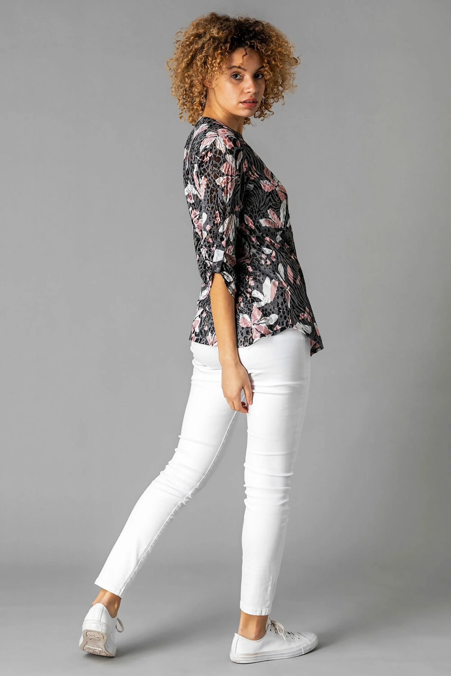 Roman Pink Animal Burnout Print Button Top 4 Roman Pink Animal Burnout Print Button Top - Image 2