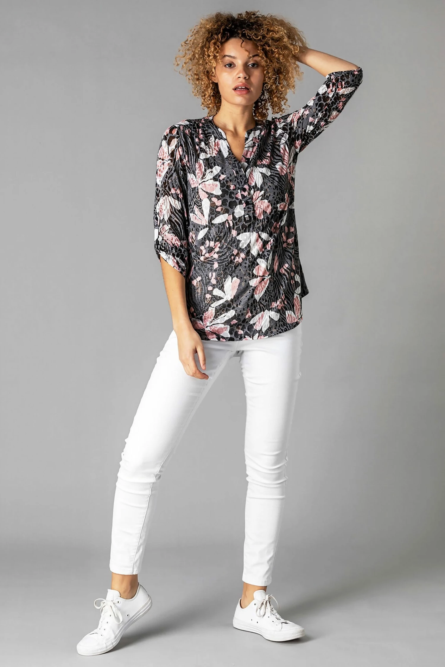 Roman Pink Animal Burnout Print Button Top 5 Roman Pink Animal Burnout Print Button Top - Image 3