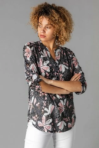 Roman Pink Animal Burnout Print Button Top 7 Roman Pink Animal Burnout Print Button Top - Image 5