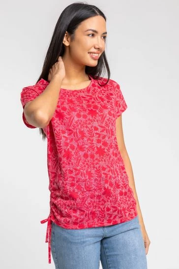 Roman Red Burnout Floral Print Tie Detail Top 7 Roman Red Burnout Floral Print Tie Detail Top - Image 5