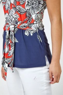 Roman Orange & Blue Petite Floral Print Waist Tie Top 10 Roman Orange & Blue Petite Floral Print Waist Tie Top -Roman Sales Shop unnamed file 5784