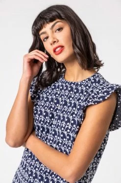 Roman Blue Broderie Spot Frill Sleeve Detail Top 10 Roman Blue Broderie Spot Frill Sleeve Detail Top -Roman Sales Shop unnamed file 5789