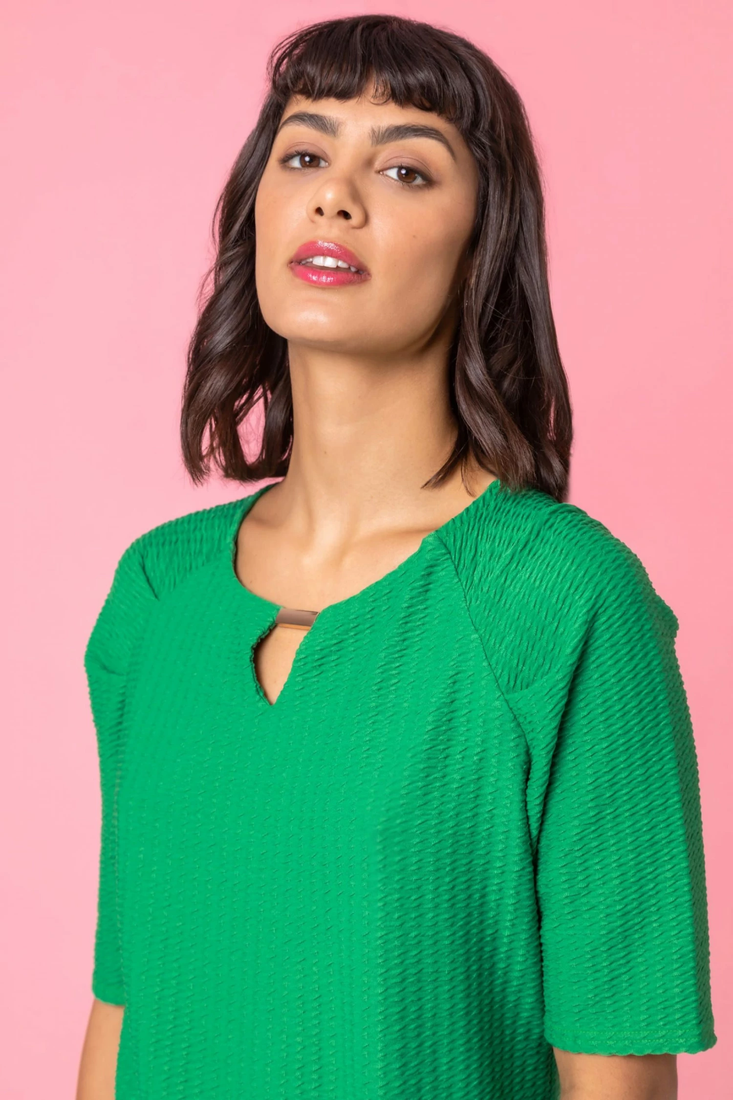 Roman Green Keyhole Neck Textured Top 6 Roman Green Keyhole Neck Textured Top - Image 4
