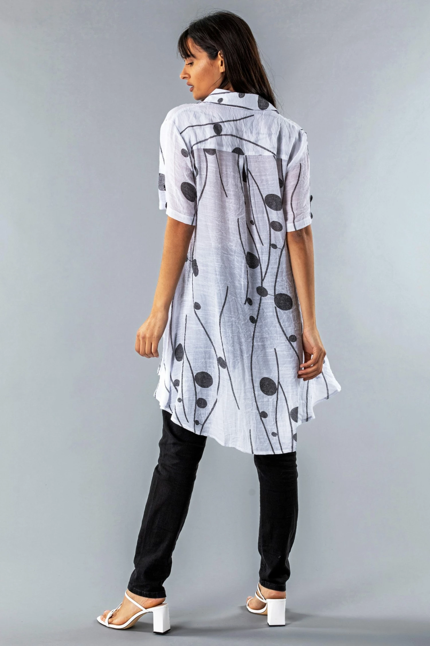 Roman White Spot Print Button Through Shirt 4 Roman White Spot Print Button Through Shirt - Image 2