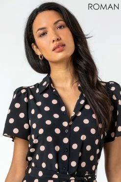 Roman Black Spot Print Midi Shirt Dress 10 Roman Black Spot Print Midi Shirt Dress -Roman Sales Shop unnamed file 581