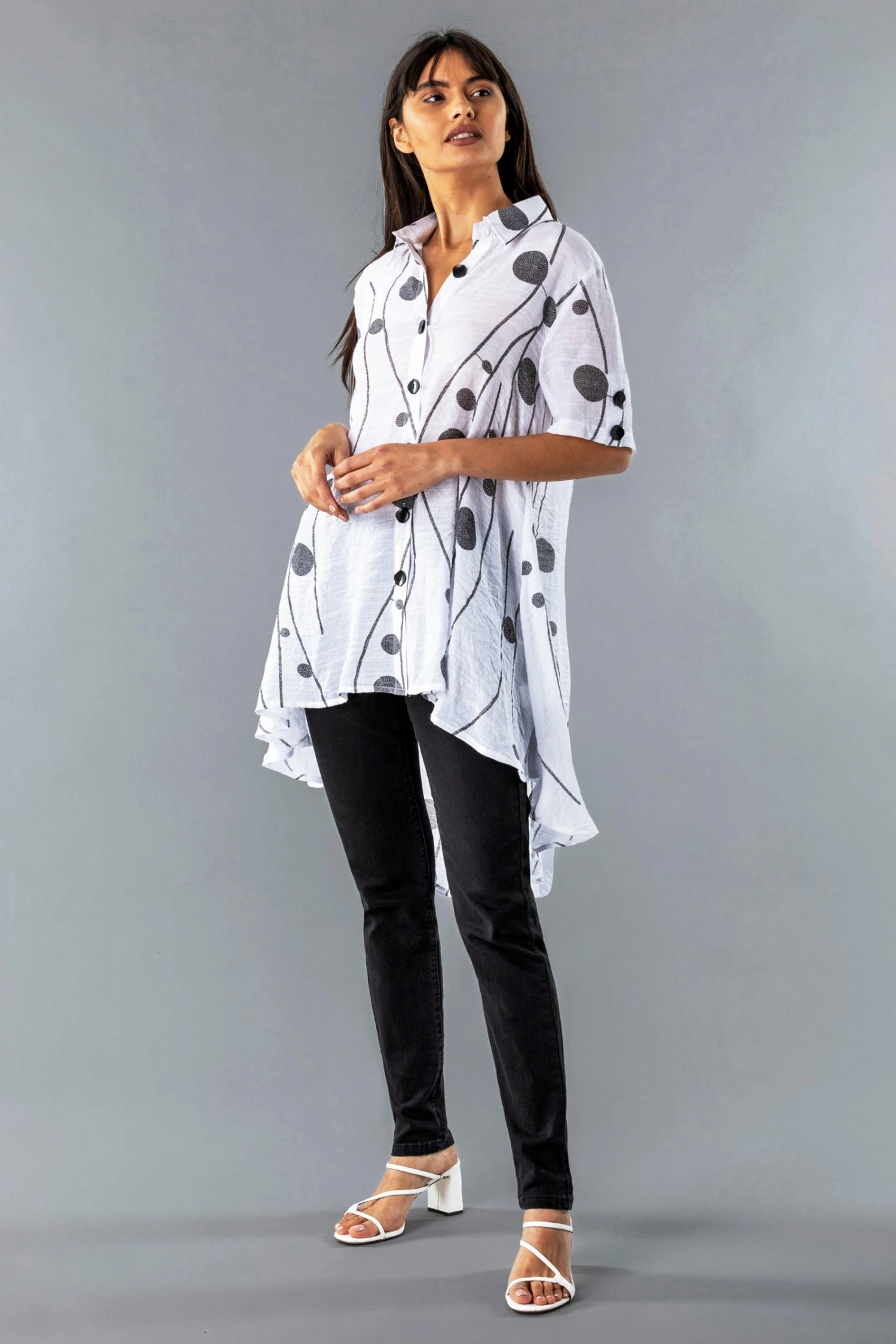 Roman White Spot Print Button Through Shirt 5 Roman White Spot Print Button Through Shirt - Image 3