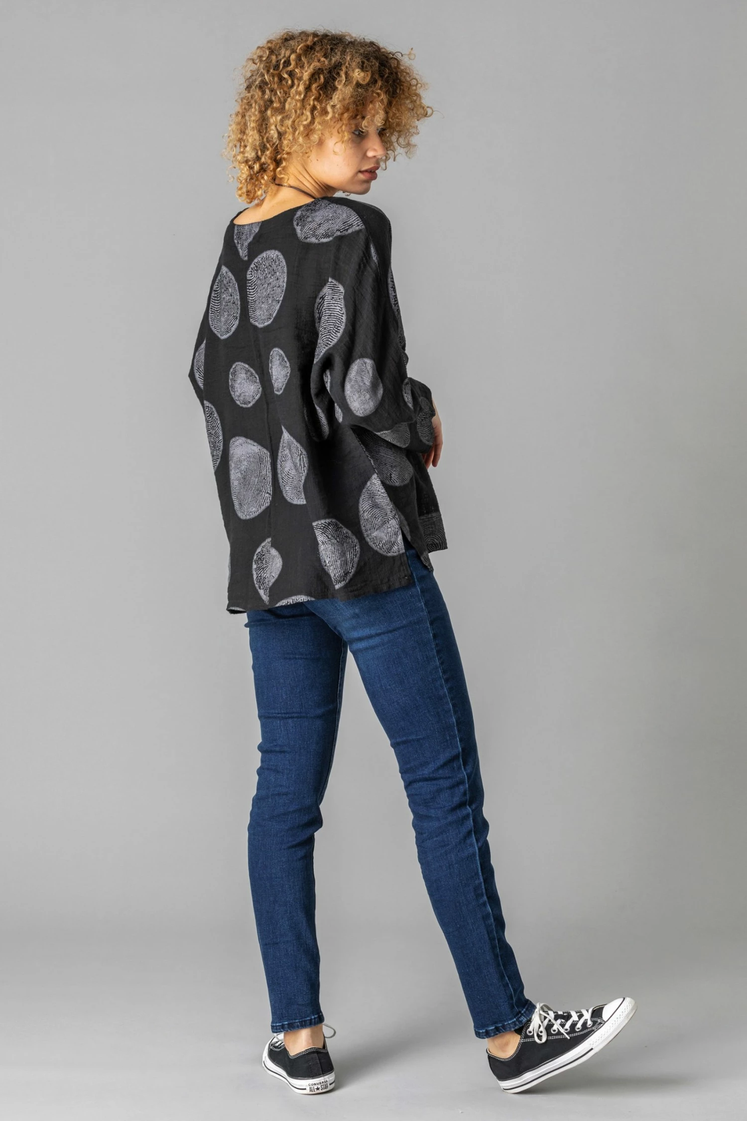 Roman Black Spot Print Top With Necklace 5 Roman Black Spot Print Top With Necklace - Image 3