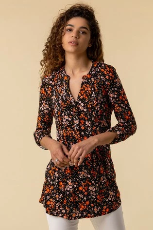 Roman Multi Ditsy Floral Print Pintuck Top 7 Roman Multi Ditsy Floral Print Pintuck Top - Image 5