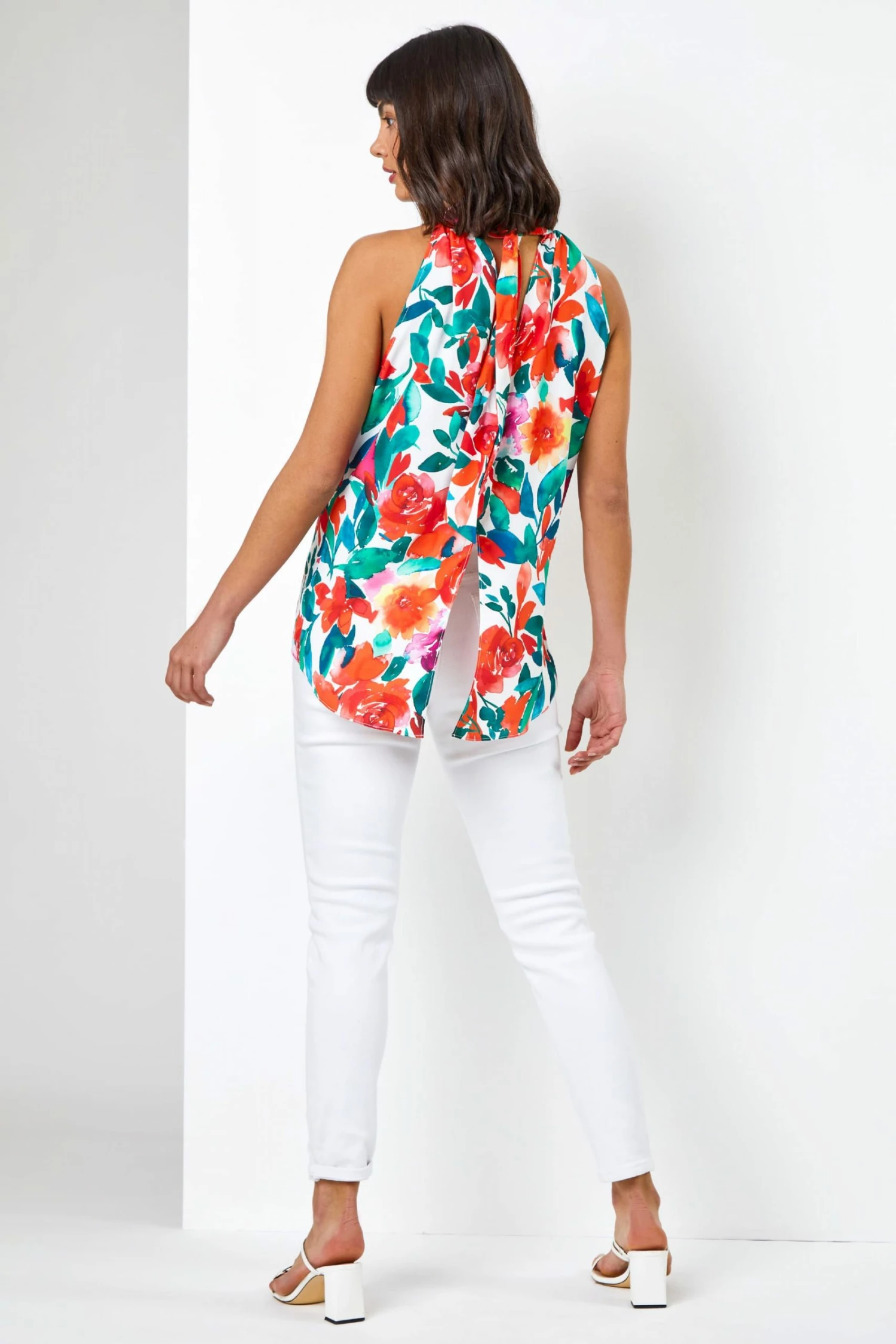 Roman White Floral Print Tie Detail Blouse 4 Roman White Floral Print Tie Detail Blouse - Image 2