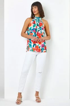 Roman White Floral Print Tie Detail Blouse 10 Roman White Floral Print Tie Detail Blouse -Roman Sales Shop unnamed file 5871