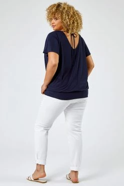 Roman Blue Curve Plain Blouson Hem Top 8 Roman Blue Curve Plain Blouson Hem Top -Roman Sales Shop unnamed file 5876