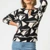 Roman Black Geo Print Keyhole Detail Blouson Top 1 Roman Black Geo Print Keyhole Detail Blouson Top -Roman Sales Shop unnamed file 5880