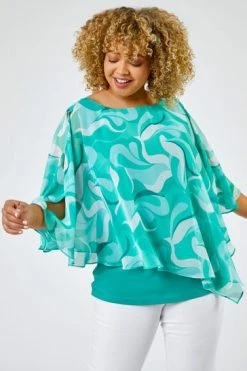 Roman Orange Curve Retro Swirl Chiffon Overlay Top -Roman Sales Shop unnamed file 5890