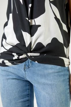 Roman Black & White Contrast Floral Print Twist Detail Top 12 Roman Black & White Contrast Floral Print Twist Detail Top -Roman Sales Shop unnamed file 5895