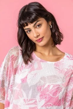 Roman Pink Mesh Overlay Leaf Print Top 11 Roman Pink Mesh Overlay Leaf Print Top -Roman Sales Shop unnamed file 5905