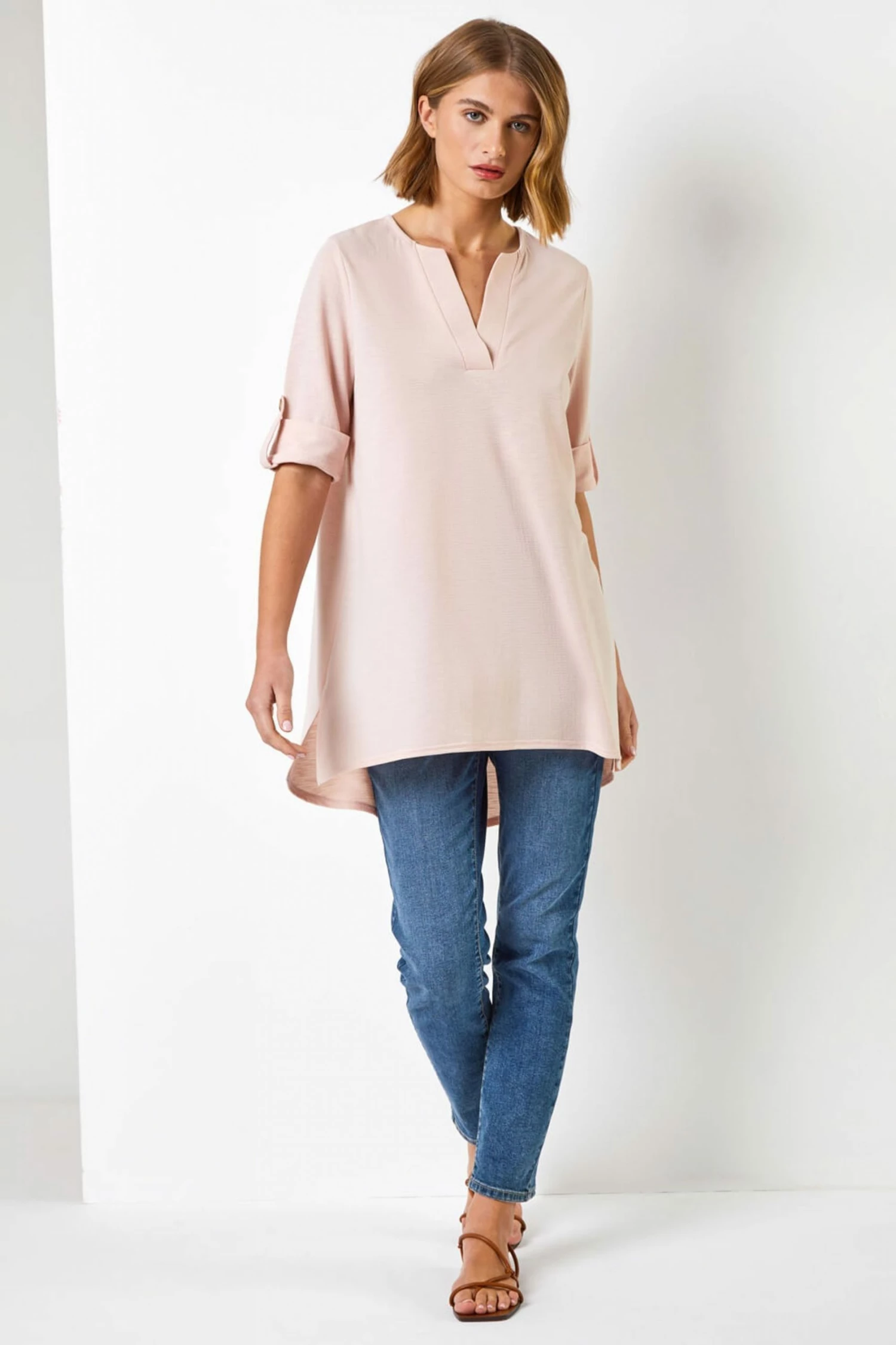 Roman Pink Textured Notch Neck Top 4 Roman Pink Textured Notch Neck Top - Image 2
