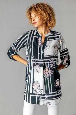 Roman Pink Colour Block Button Detail Top