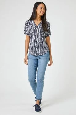 Roman Blue Textured Abstract Print Zip Front Top 10 Roman Blue Textured Abstract Print Zip Front Top -Roman Sales Shop unnamed file 5945