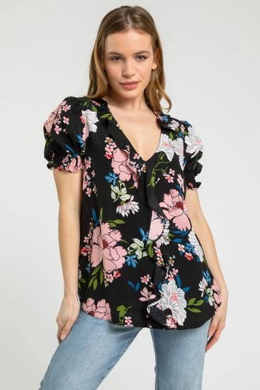 Roman Multi Petite Floral Print Frill Detail Top 8 Roman Multi Petite Floral Print Frill Detail Top - Image 6