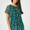Roman Green Floral Print Mesh Overlay Top -Roman Sales Shop unnamed file 5958