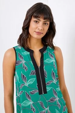 Roman Green Leaf Puff Print Zip Detail Top 10 Roman Green Leaf Puff Print Zip Detail Top -Roman Sales Shop unnamed file 5981