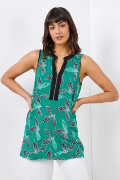 Roman Green Leaf Puff Print Zip Detail Top 11 Roman Green Leaf Puff Print Zip Detail Top -Roman Sales Shop unnamed file 5982