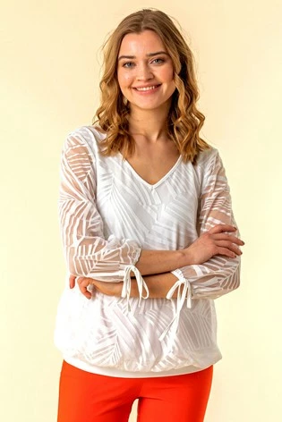 Roman Cream Overlay Burnout Print Top 7 Roman Cream Overlay Burnout Print Top - Image 5