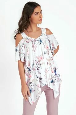 Roman Ivory Cold Shoulder Floral -Roman Sales Shop unnamed file 5994