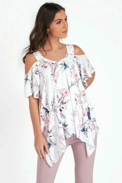 Roman Ivory Cold Shoulder Floral -Roman Sales Shop unnamed file 5998